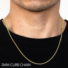 10K 2MM YELLOW GOLD SOLID CURB 30 CHAIN NECKLACE