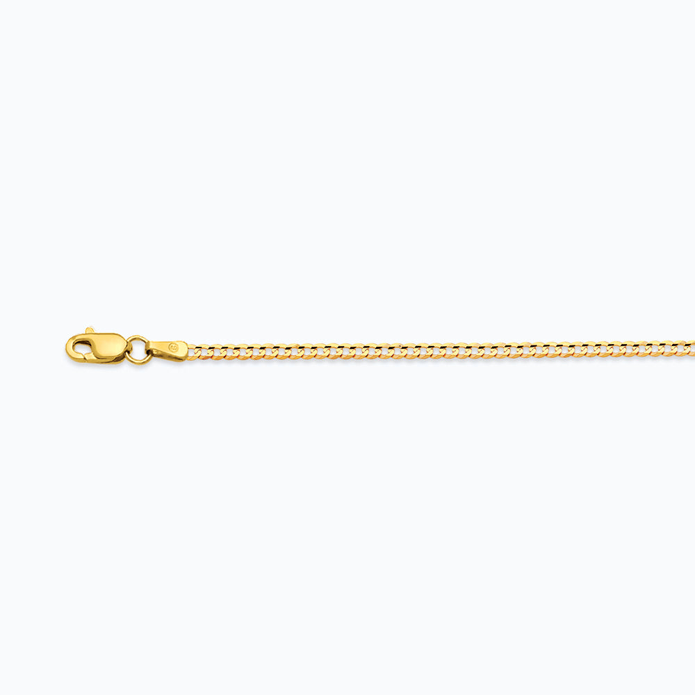 10K 2MM YELLOW GOLD SOLID CURB 7 CHAIN BRACELET"