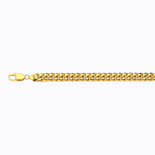 14K 7.5MM YELLOW GOLD HOLLOW MIAMI CUBAN 18 CHAIN NECKLACE"