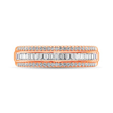 14K Rose Gold Round and Baguette Diamond 2/5 Ct.Tw. Anniversary Band