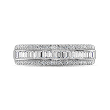 14K White Gold Round and Baguette Diamond 2/5 Ct.Tw. Anniversary Band