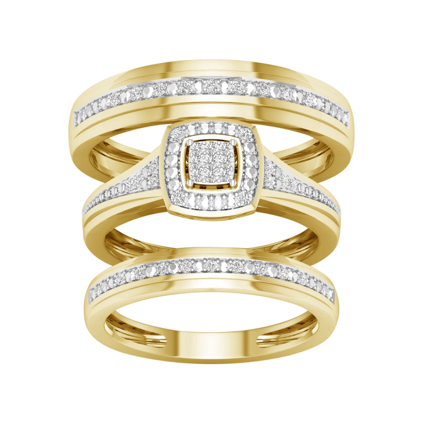 10K 0.10CT Diamond TRIO SET