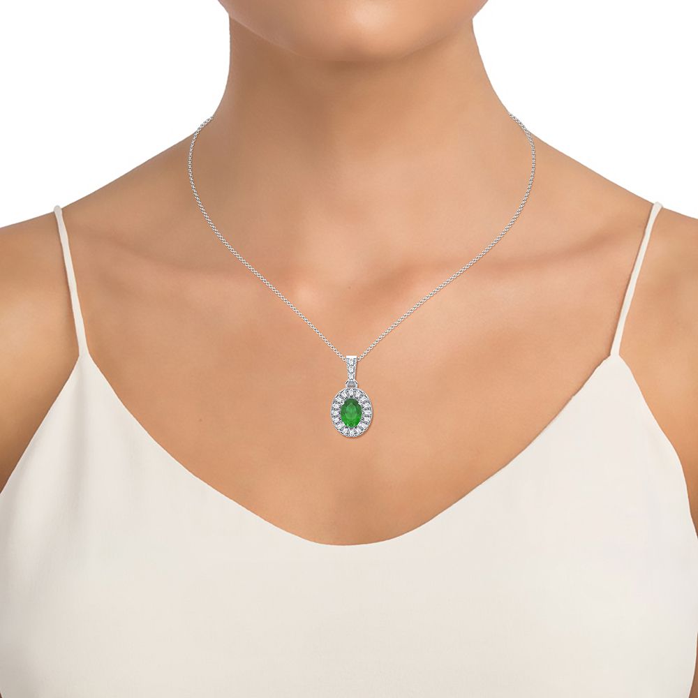 14K 0.35CT Diamond Emerald Pendant