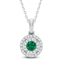 14K 0.14ct Diamond Emerald Pendant