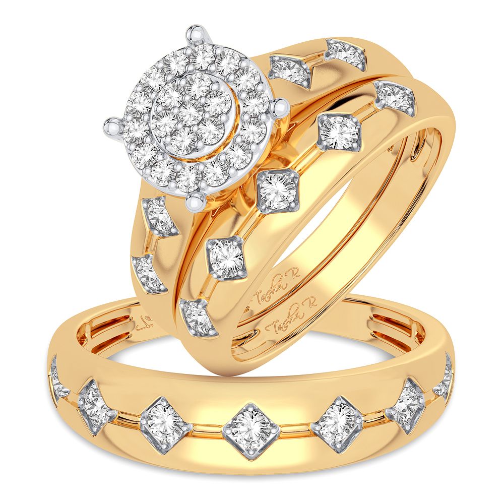 10K 0.76CT DIAMOND TRIO SET